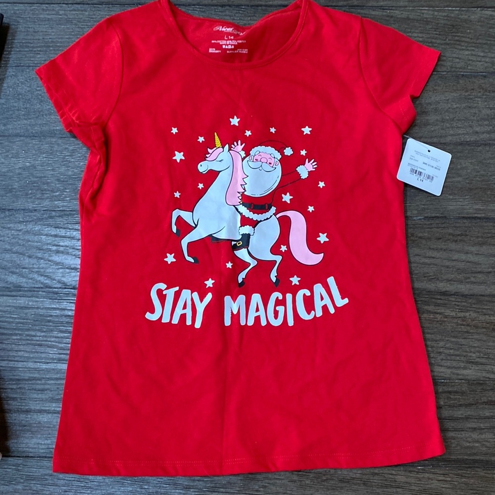 Girls short sleeve Santa shirt